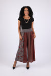 225537 Vintage Berry Fall Tone Patchwork Palazzo Pants