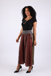 225537 Vintage Berry Fall Tone Patchwork Palazzo Pants