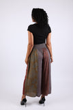 225537 Vintage Berry Fall Tone Patchwork Palazzo Pants