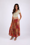 225538 Maple Bloom Patchwork Maxi Skirt (Autumn Tones)