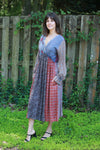 225540XXL V-Neck Patchwork Long Sleeve Dress (Vintage Berry) XXL