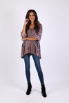 225541 Plum Meadow Patchwork Tunic: 3/4 Sleeve Relaxed Fit