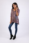 225541 Plum Meadow Patchwork Tunic: 3/4 Sleeve Relaxed Fit