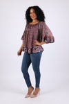 225542 Plum Boho Blouse Top: Ruffle Bell Sleeve
