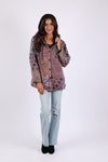 225543 Patchwork Hooded Fleeced Jacket (Plum Meadow)