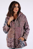 225543 Patchwork Hooded Fleeced Jacket (Plum Meadow)