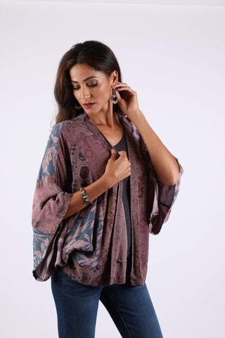 225545 Plum Meadow Patchwork Kimono Cardigan