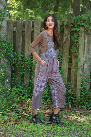 225547 Vintage Patchwork Fall Overall (Plum Meadow)