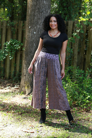225549 Vintage Patchwork Palazzo Pants (Plum Meadow)