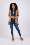 225553 Sundrift Sepia Denim & Beige Flowy Cardigan