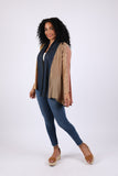225553 Sundrift Sepia Denim & Beige Flowy Cardigan