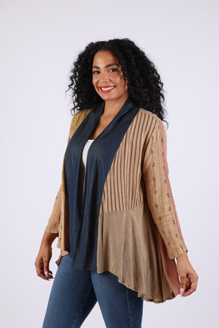 225553 Sundrift Sepia Denim & Beige Flowy Cardigan