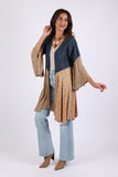 225554 Bell Sleeve Denim & Beige Cardigan (Sundrift Sepia)