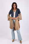 225554 Bell Sleeve Denim & Beige Cardigan (Sundrift Sepia)