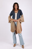 225554 Bell Sleeve Denim & Beige Cardigan (Sundrift Sepia)