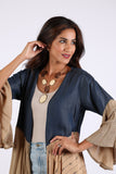 225554 Bell Sleeve Denim & Beige Cardigan (Sundrift Sepia)