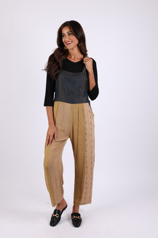 225556XXL Sundrift Sepia Overall: Denim & Beige Patchwork XXL