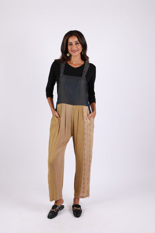 225556 Sundrift Sepia Overall: Denim & Beige Patchwork