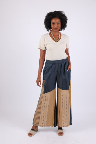 225557 Sundrift Sepia Two-Tone Denim Beige Palazzo Pants