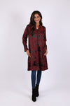 225558 Burgundy Satin Jacket: Soft Collar with Lustrous feel