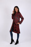 225558 Burgundy Satin Jacket: Soft Collar with Lustrous feel