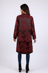 225558 Burgundy Satin Jacket: Soft Collar with Lustrous feel