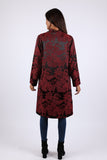 225558 Burgundy Satin Jacket: Soft Collar with Lustrous feel