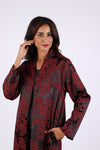 225558 Burgundy Satin Jacket: Soft Collar with Lustrous feel