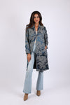 225559 Blue Satin Jacket with Soft Collar and Pockets