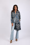 225559 Blue Satin Jacket with Soft Collar and Pockets