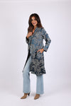 225559 Blue Satin Jacket with Soft Collar and Pockets