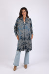 225559 Blue Satin Jacket with Soft Collar and Pockets