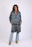 225559 Blue Satin Jacket with Soft Collar and Pockets