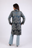 225559 Blue Satin Jacket with Soft Collar and Pockets