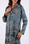 225559 Blue Satin Jacket with Soft Collar and Pockets
