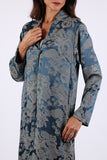225559 Blue Satin Jacket with Soft Collar and Pockets