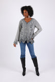 225561 Embroidered Vintage Boho Top Blouse: Earthy Stonewashed