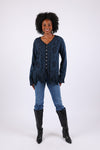 225561 Embroidered Vintage Boho Top Blouse: Earthy Stonewashed