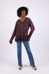 225561 Embroidered Vintage Boho Top Blouse: Earthy Stonewashed