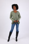 225561 Embroidered Vintage Boho Top Blouse: Earthy Stonewashed