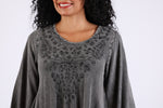225562 Flowy Stonewashed Colors Bohemian Top: Delicate Embroidery