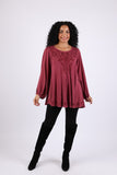 225562 Flowy Stonewashed Colors Bohemian Top: Delicate Embroidery