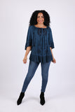 225564 Embroidered Boho Peasant Blouse: Ruffle Bell Sleeves Top