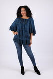 225564 Embroidered Boho Peasant Blouse: Ruffle Bell Sleeves Top