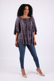 225564 Embroidered Boho Peasant Blouse: Ruffle Bell Sleeves Top