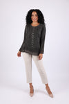 225565 Vintage Fall Boho Stonewashed Top: Embroidered Shirt