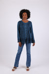 225565 Vintage Fall Boho Stonewashed Top: Embroidered Shirt