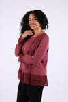 225565 Vintage Fall Boho Stonewashed Top: Embroidered Shirt