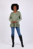 225565 Vintage Fall Boho Stonewashed Top: Embroidered Shirt