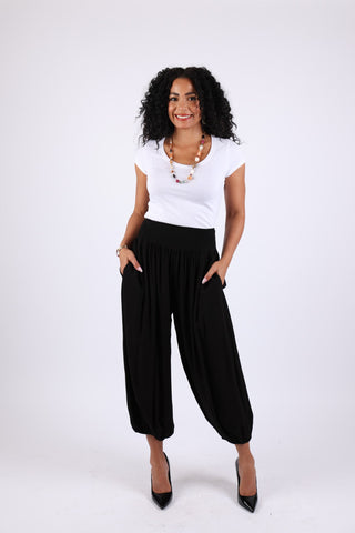 225566 Essential Solid Black Harem Pants